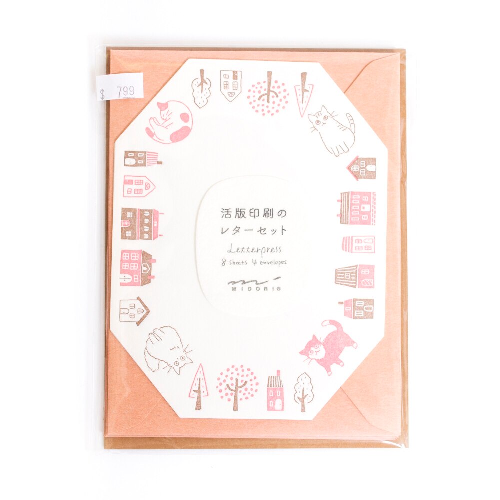 Stationery, Gifts, Midori Letterpress, Letter Set, Cats, 713865